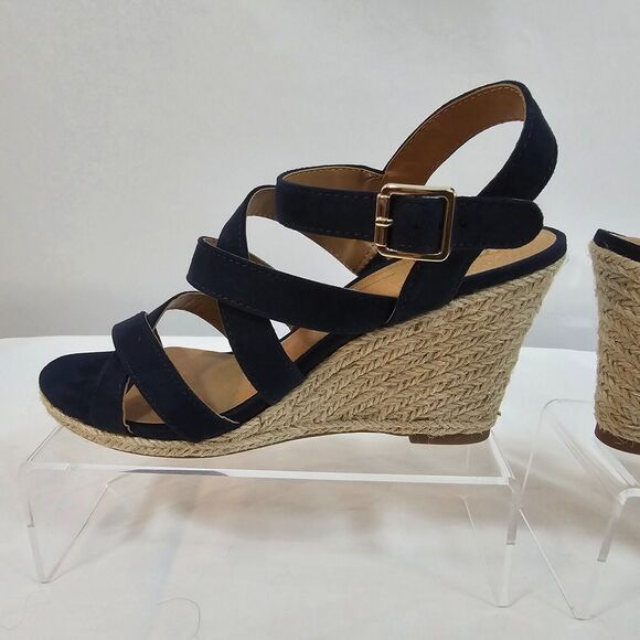 Dulce Vita Sandals Women's 8 dV8 Wedge 3" Heel Open Toe Buckle Black & Tan - Picture 7 of 13